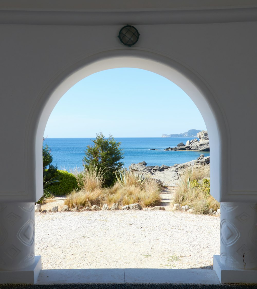 a view of the ocean through a window