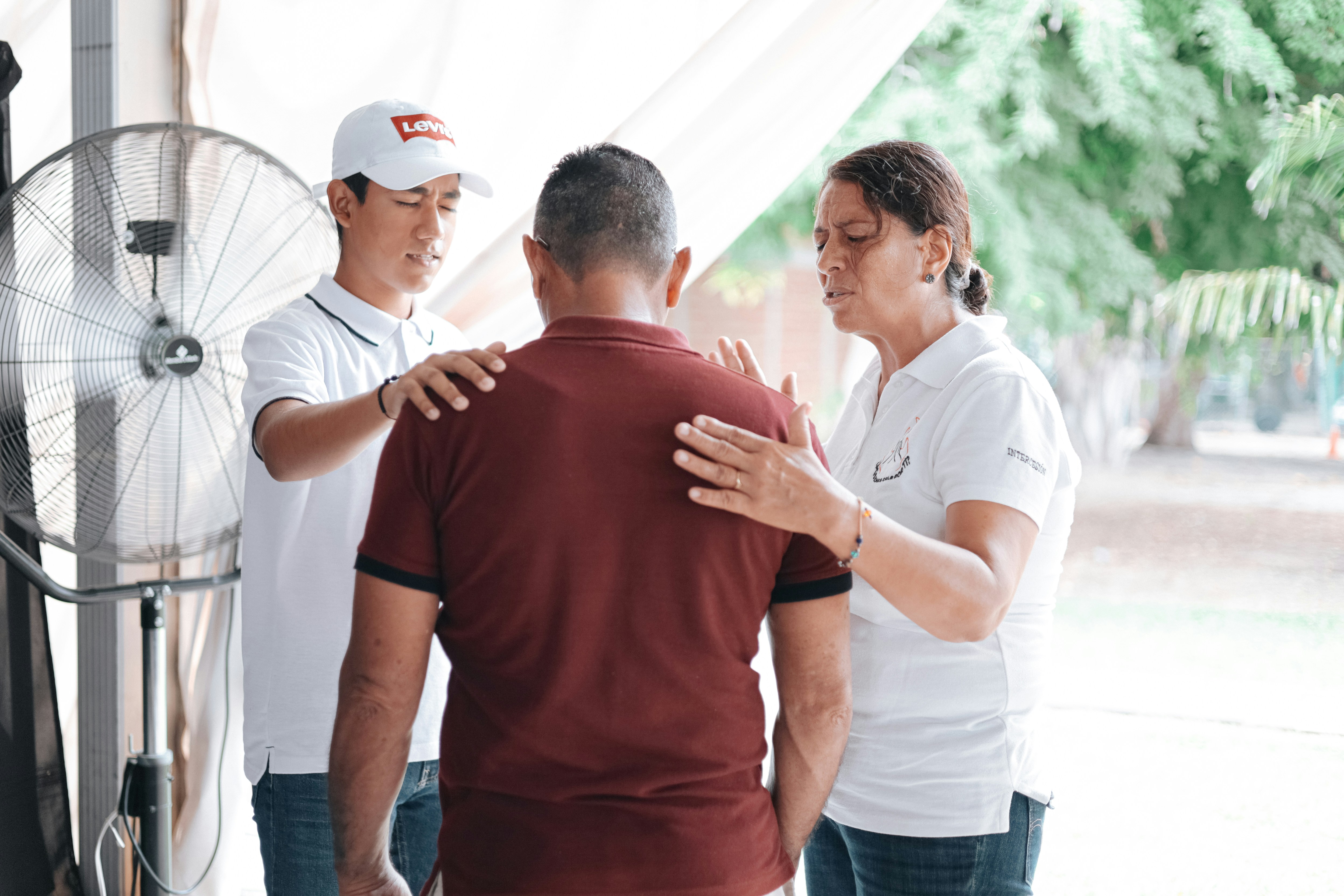 a group of people talking