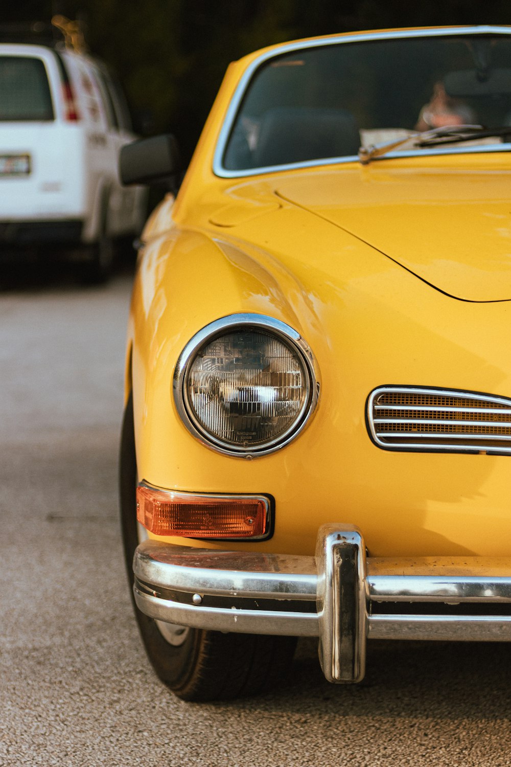 a yellow car parked