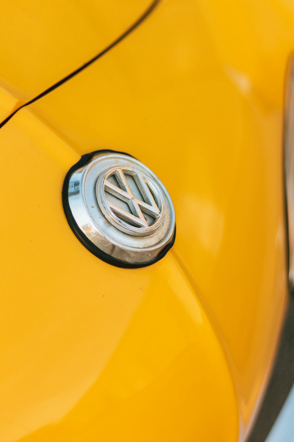 a close up of a car's headlight