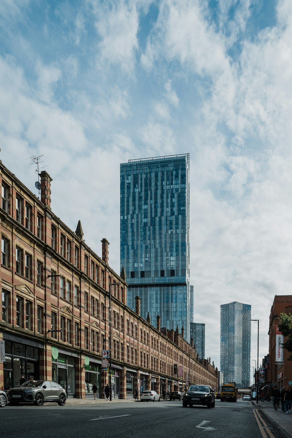 a tall glass building