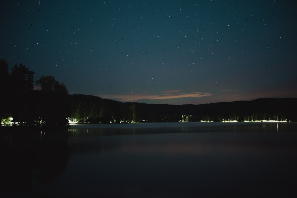 a lake at night