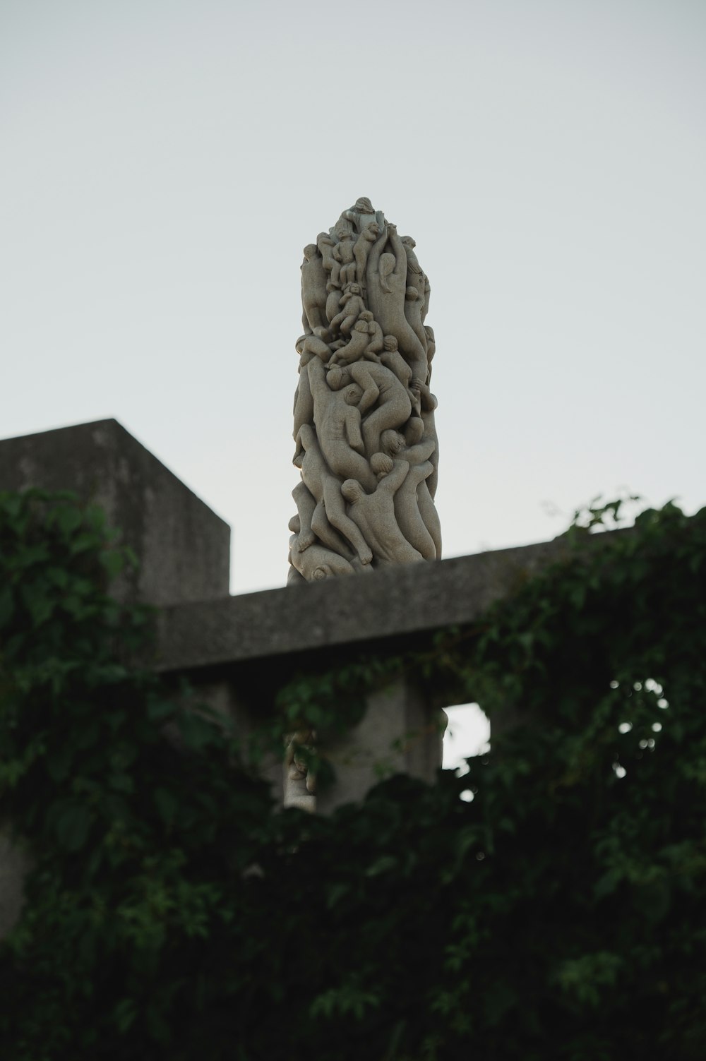 a stone statue on a building