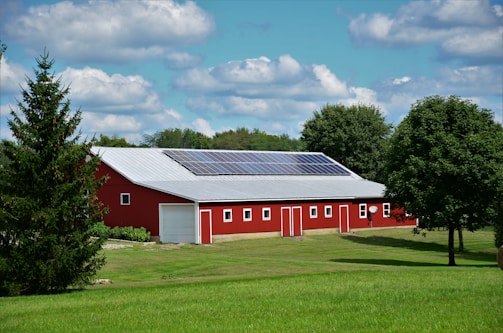a barn in a field