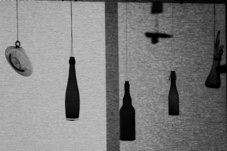 a group of black and white objects