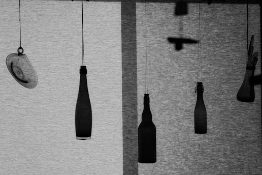 a group of black and white objects