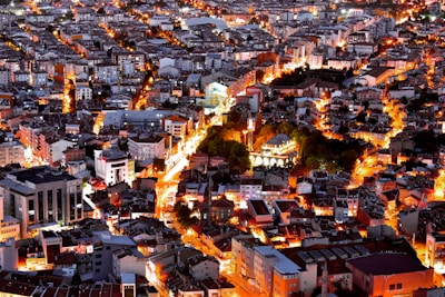 a city with many buildings and streets