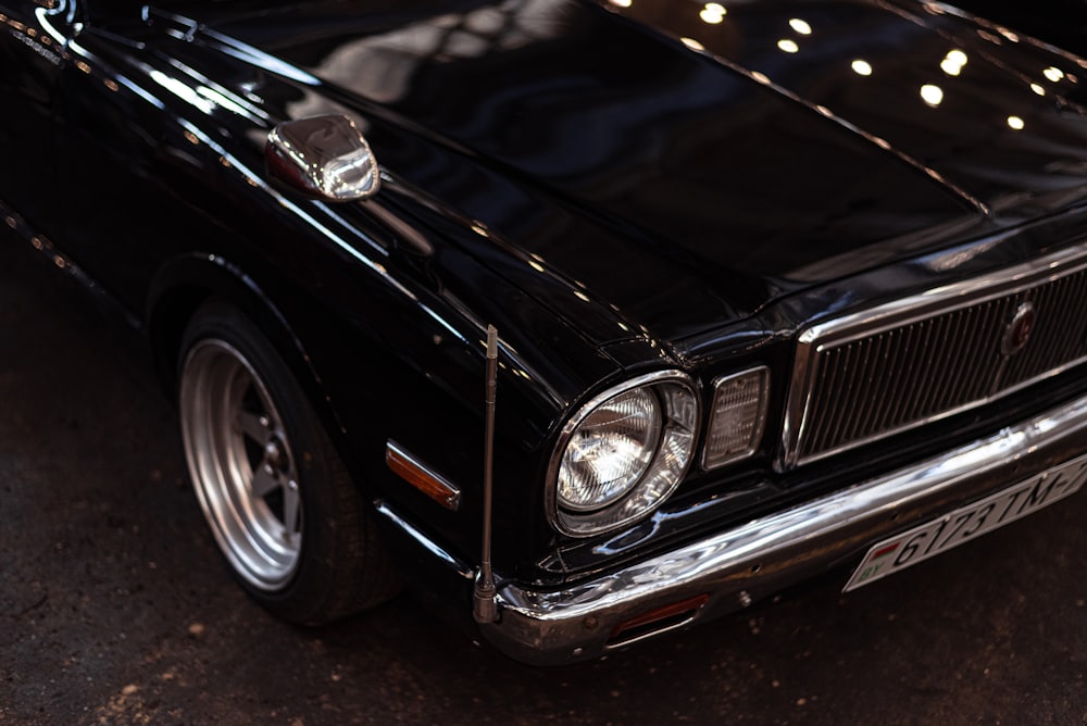 a black car parked