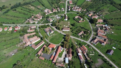 aerial view of a small town