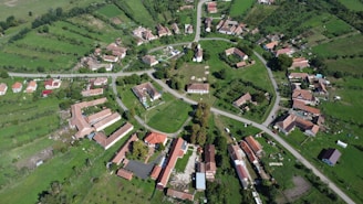 aerial view of a small town