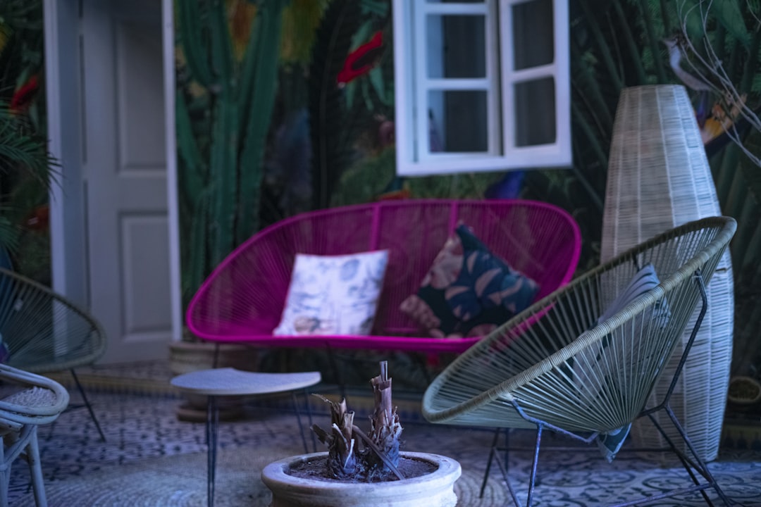 a chair with a blanket on it,