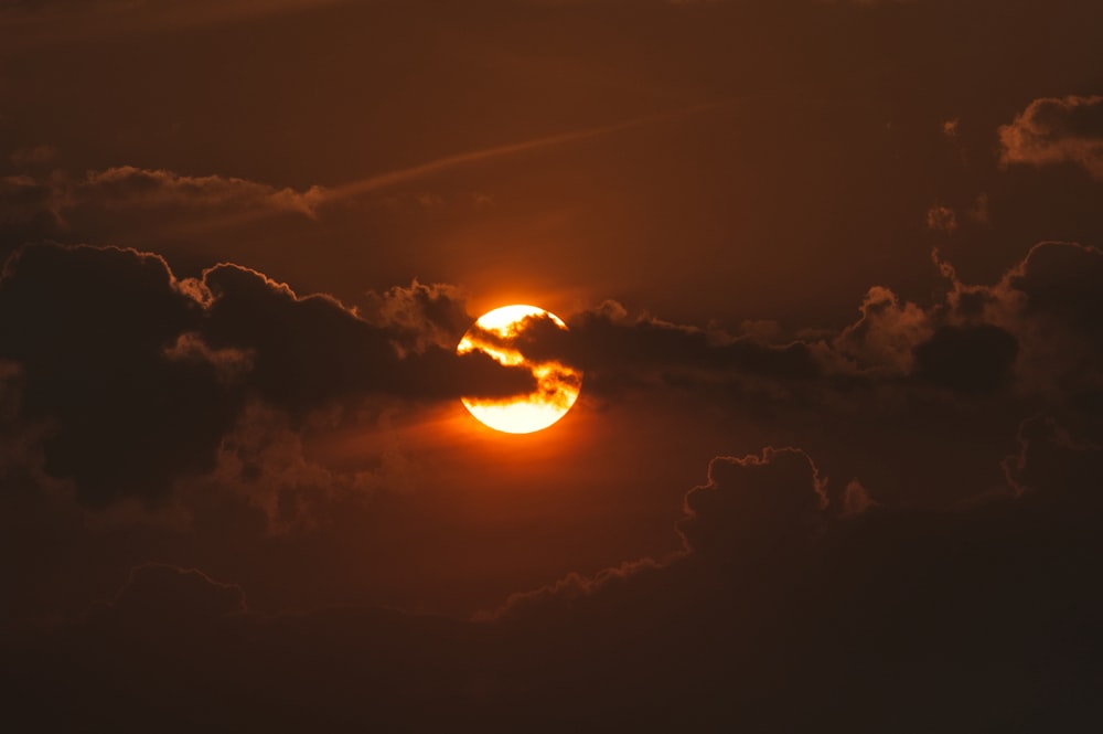 a sunset with clouds