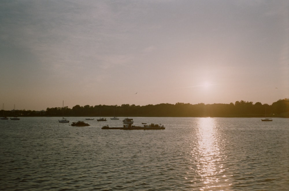 a group of boats on a body of water