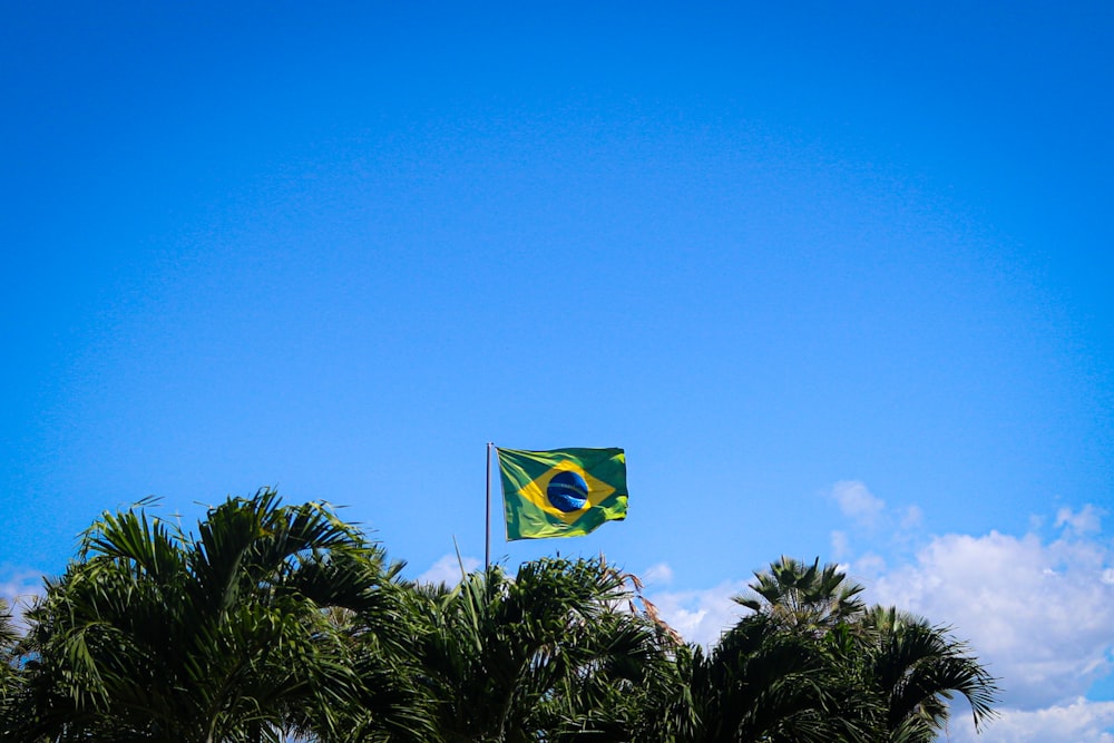 a flag flying in the air