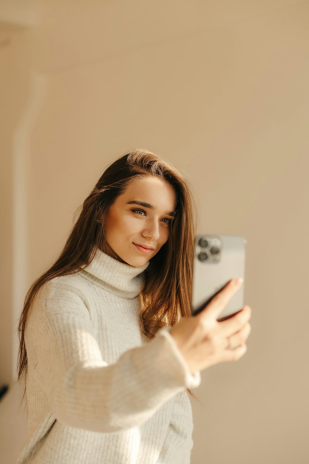 a woman taking a selfie
