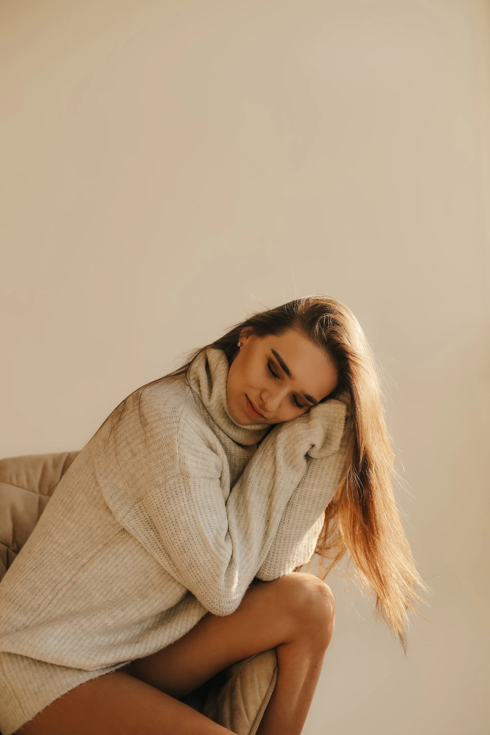 a person lying on a bed