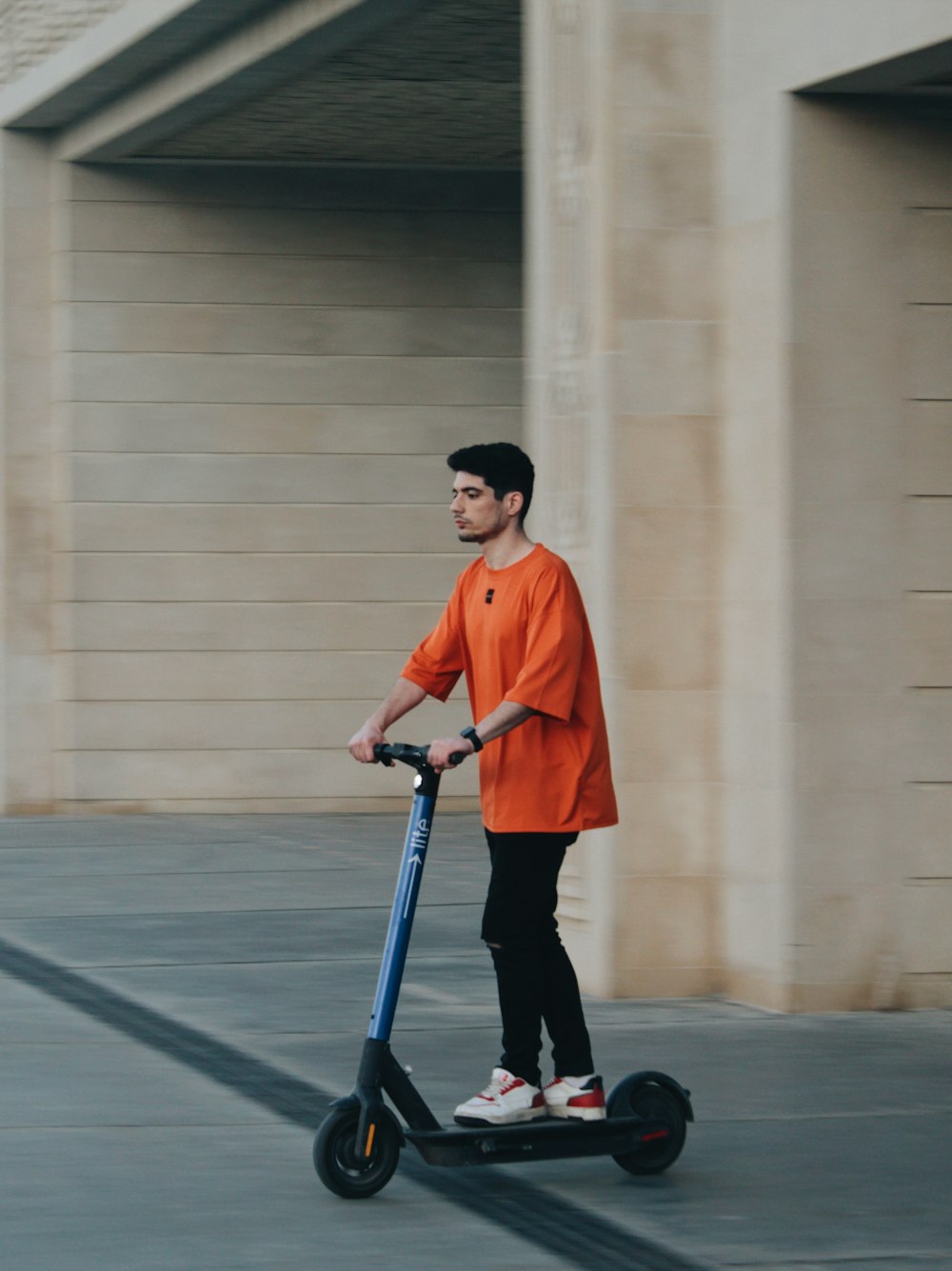 a person on a scooter