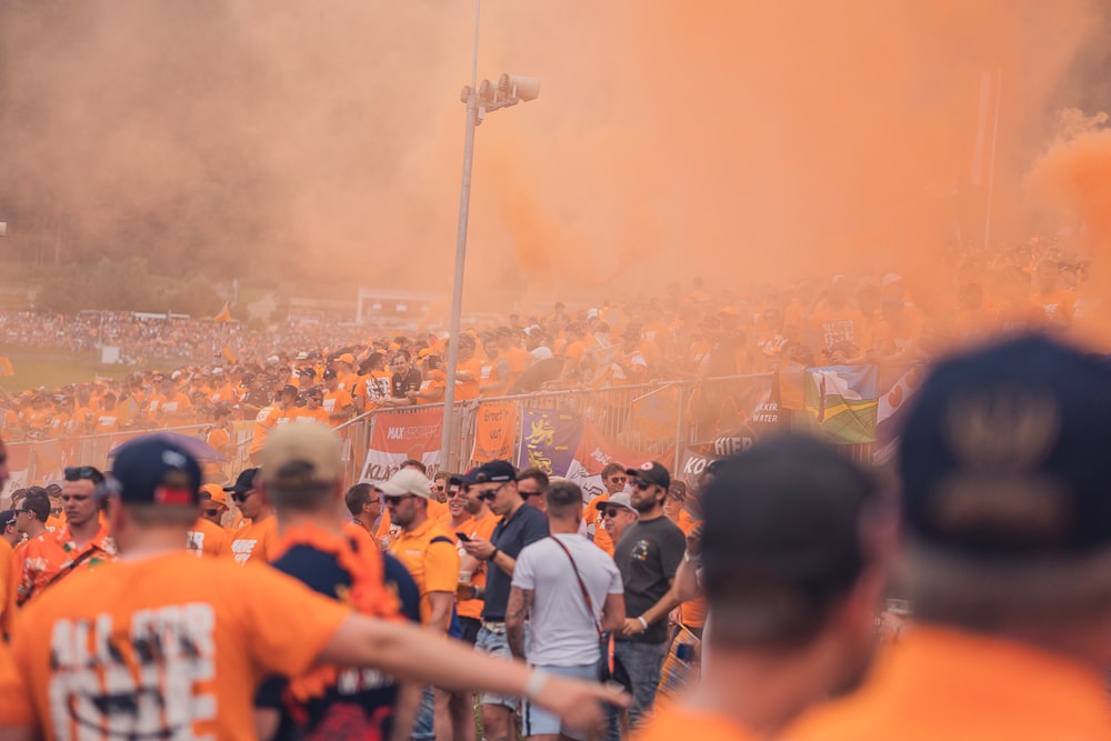 a group of people in a stadium