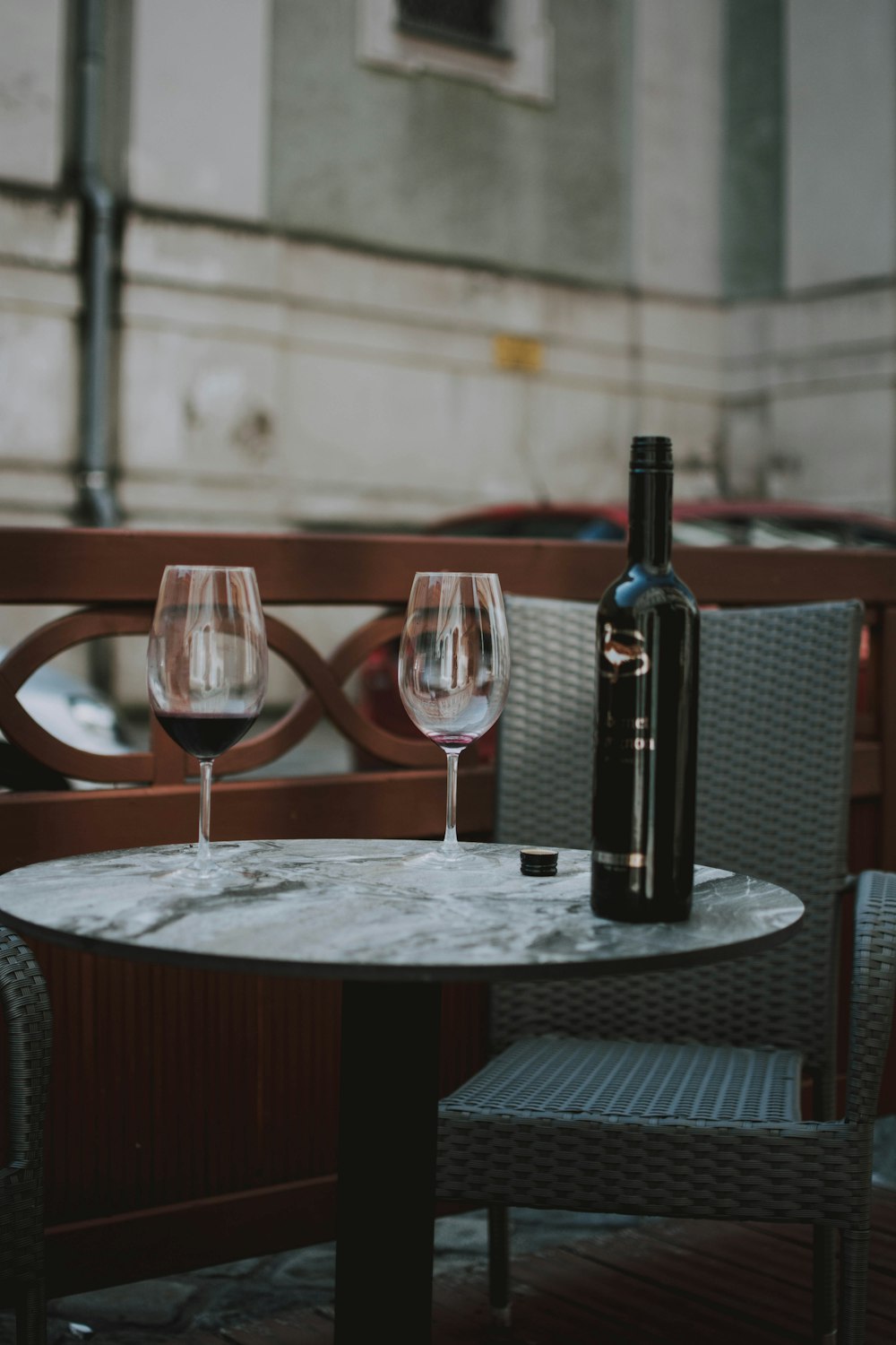 wine glasses on a table