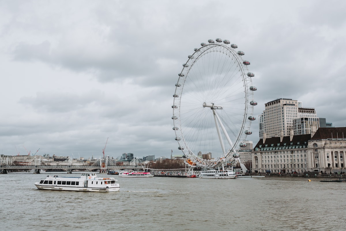 London September — the London Eye and Thames riverbank on a warm early-autumn afternoon