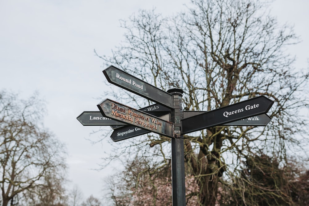 a street sign with several street signs