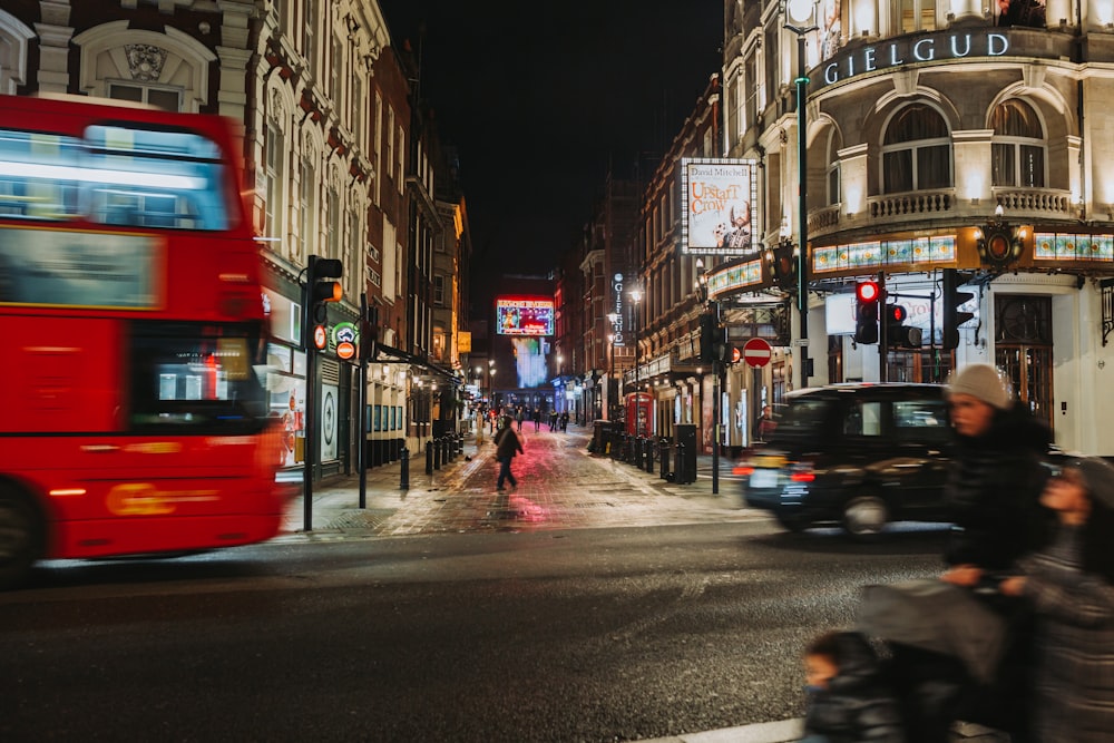 a city street at night