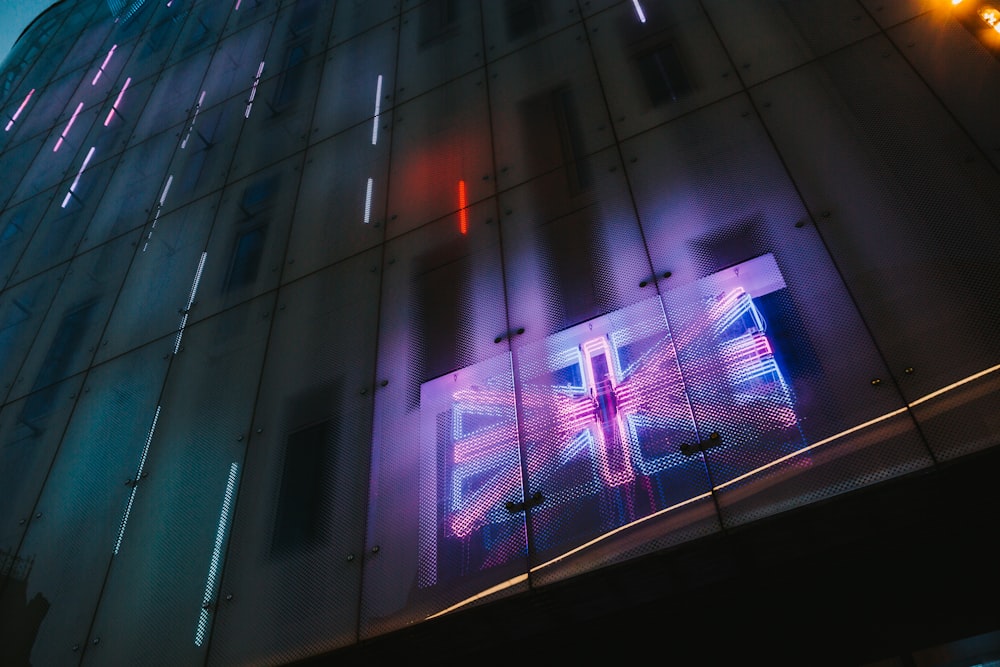 a building with a large glass wall