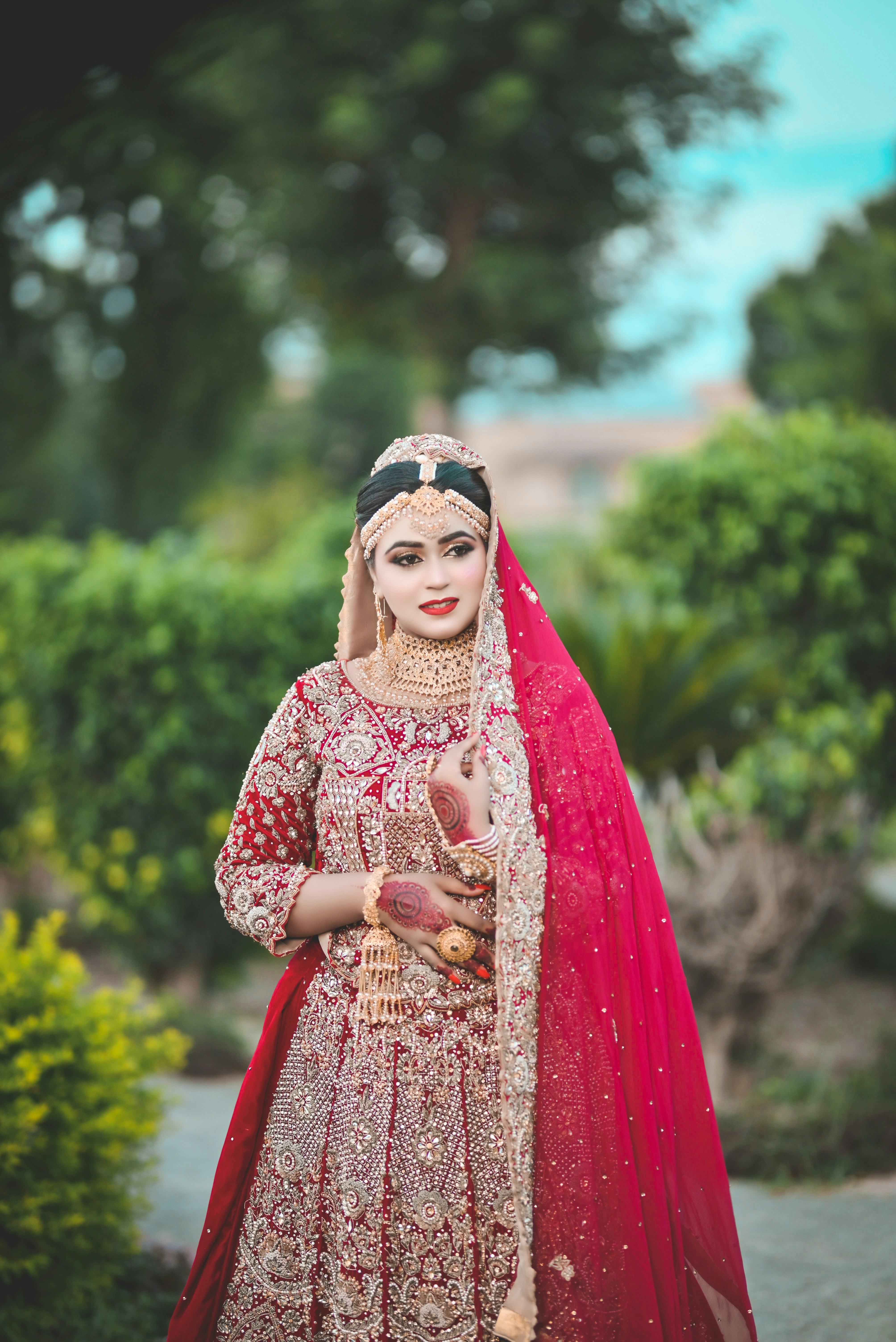 a person in a red dress
