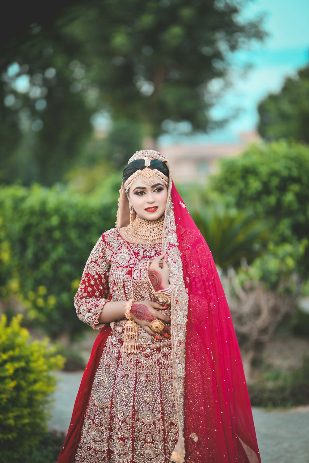 a person in a red dress