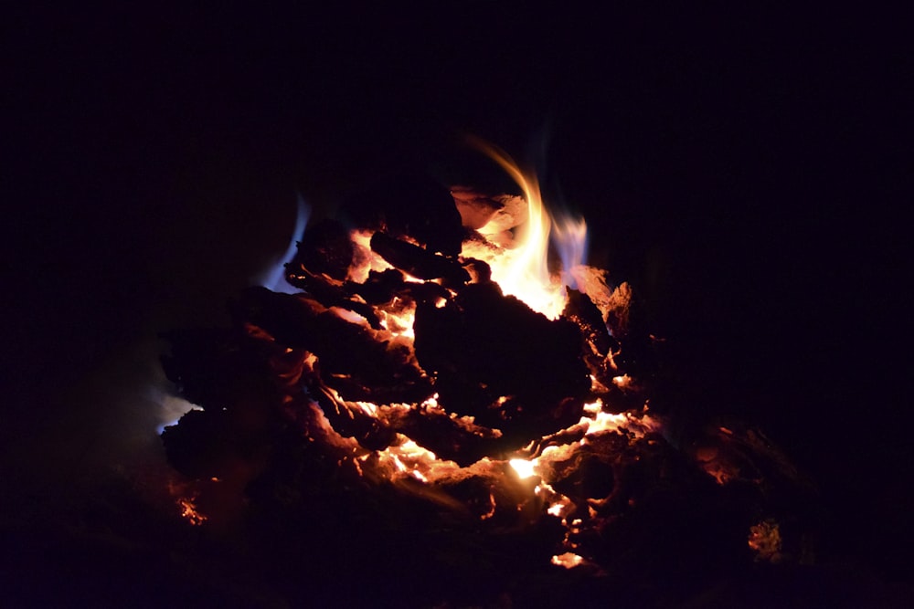 a fire at night