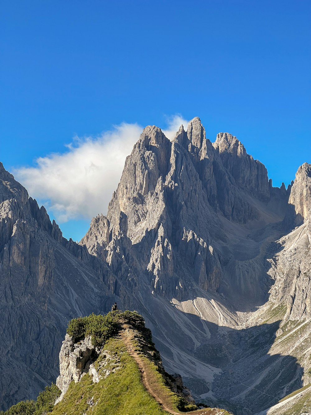 a mountain with a valley below