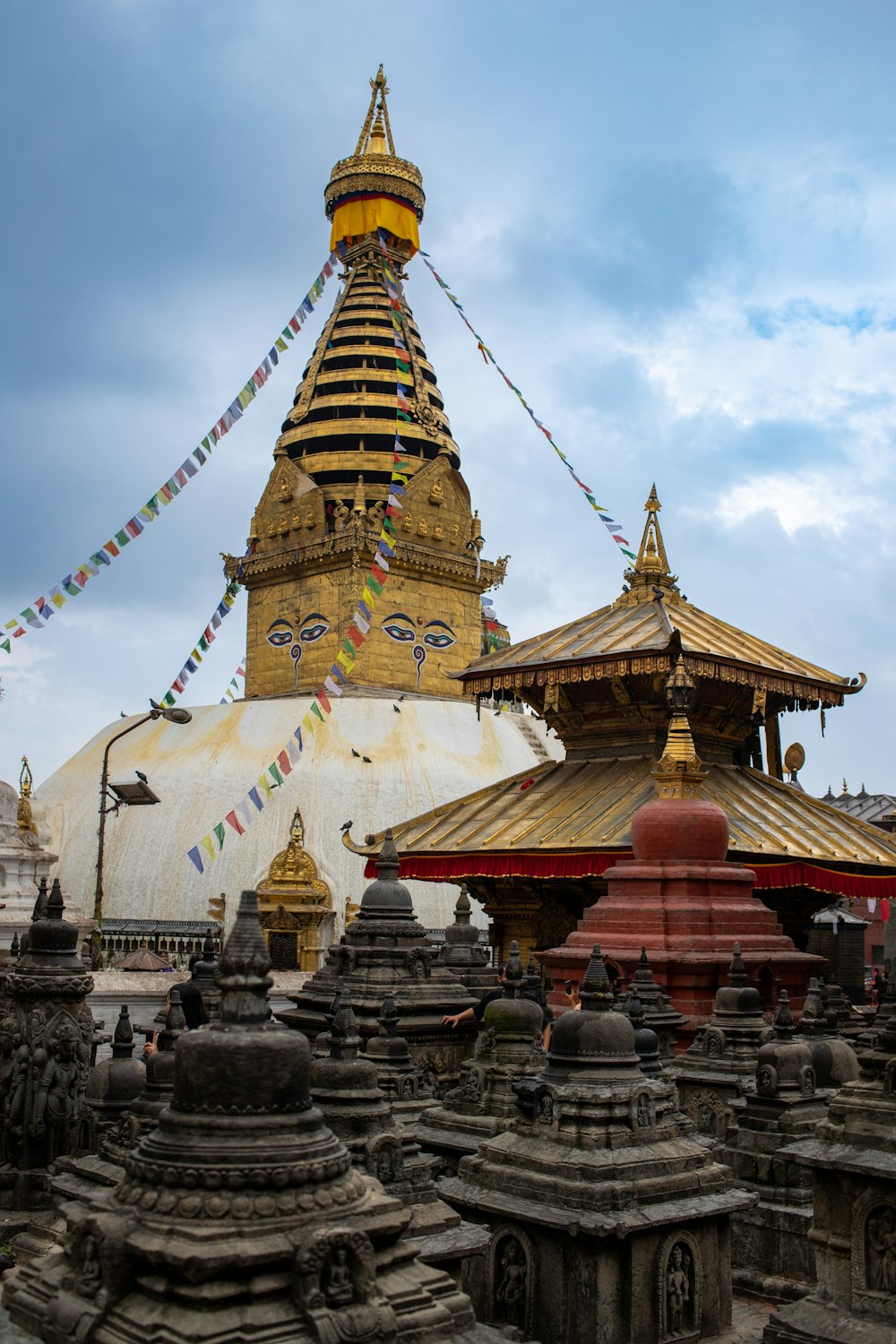 Swayambhunath with a colorful roof