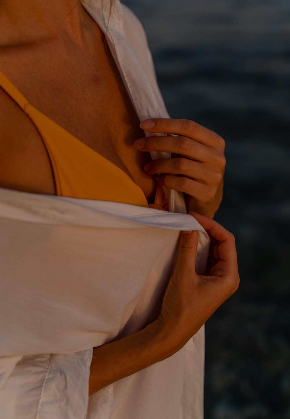 a person holding a towel