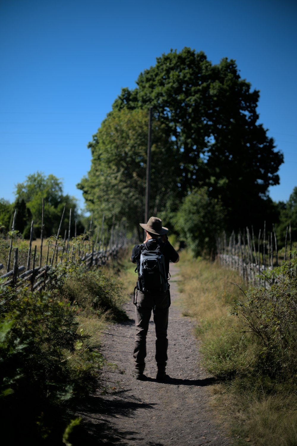 a person walking on a dirt road