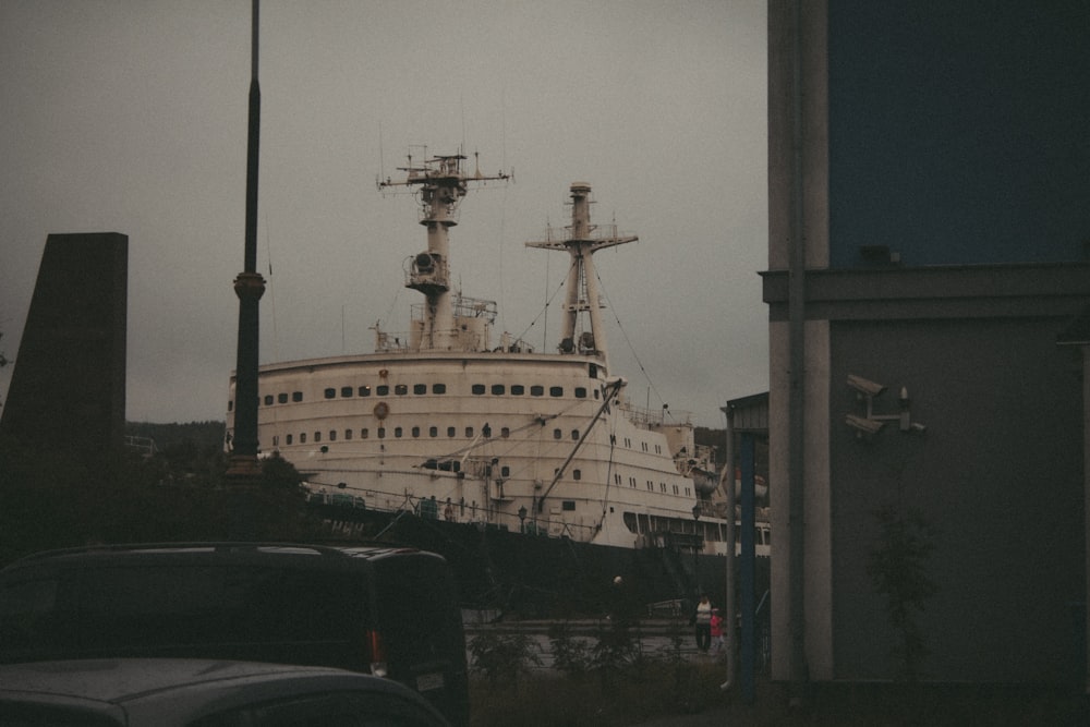 a large ship in a harbor