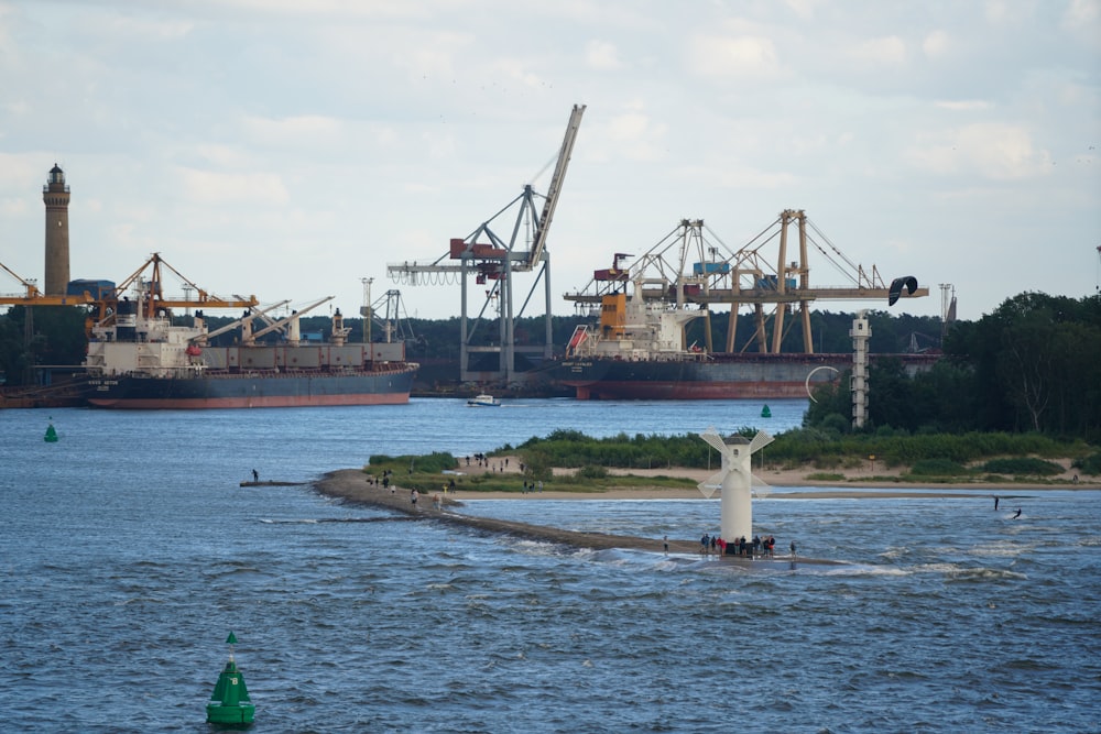 a large ship in the water