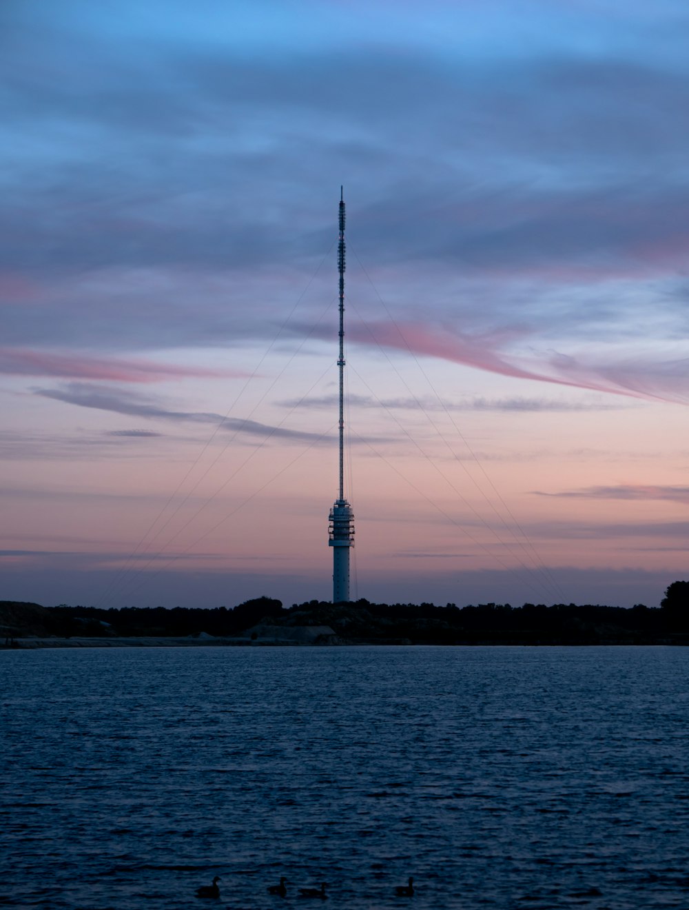 a tall tower in the distance