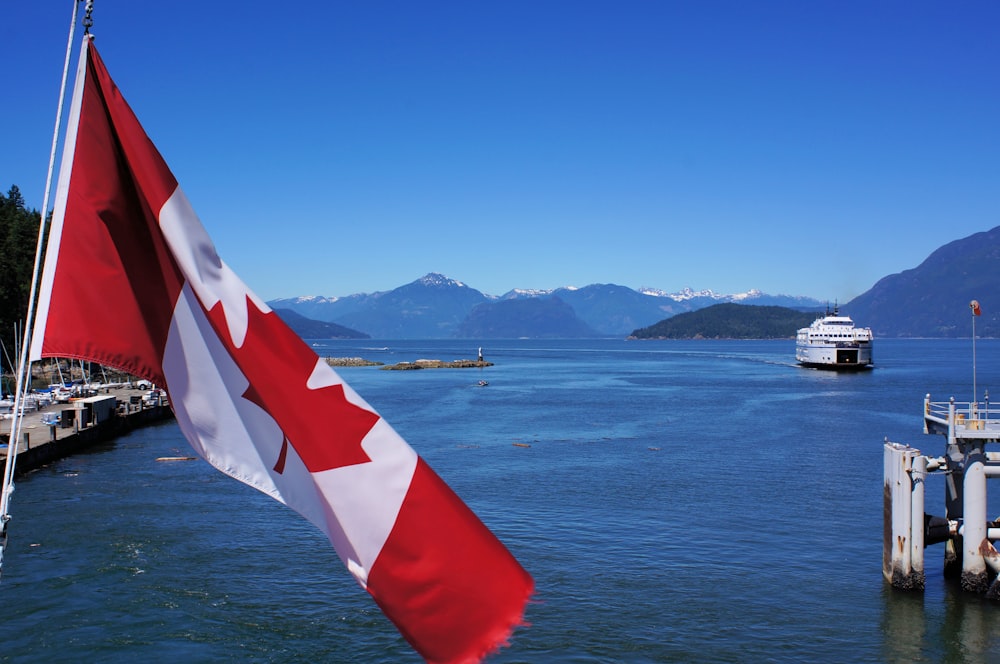 a flag on a boat