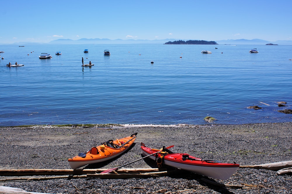 boats on a beach