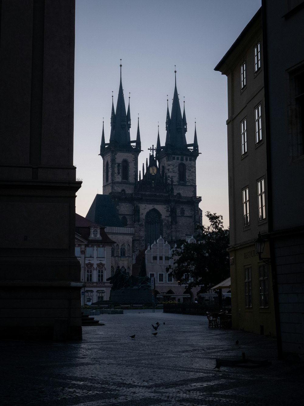 a large building with towers