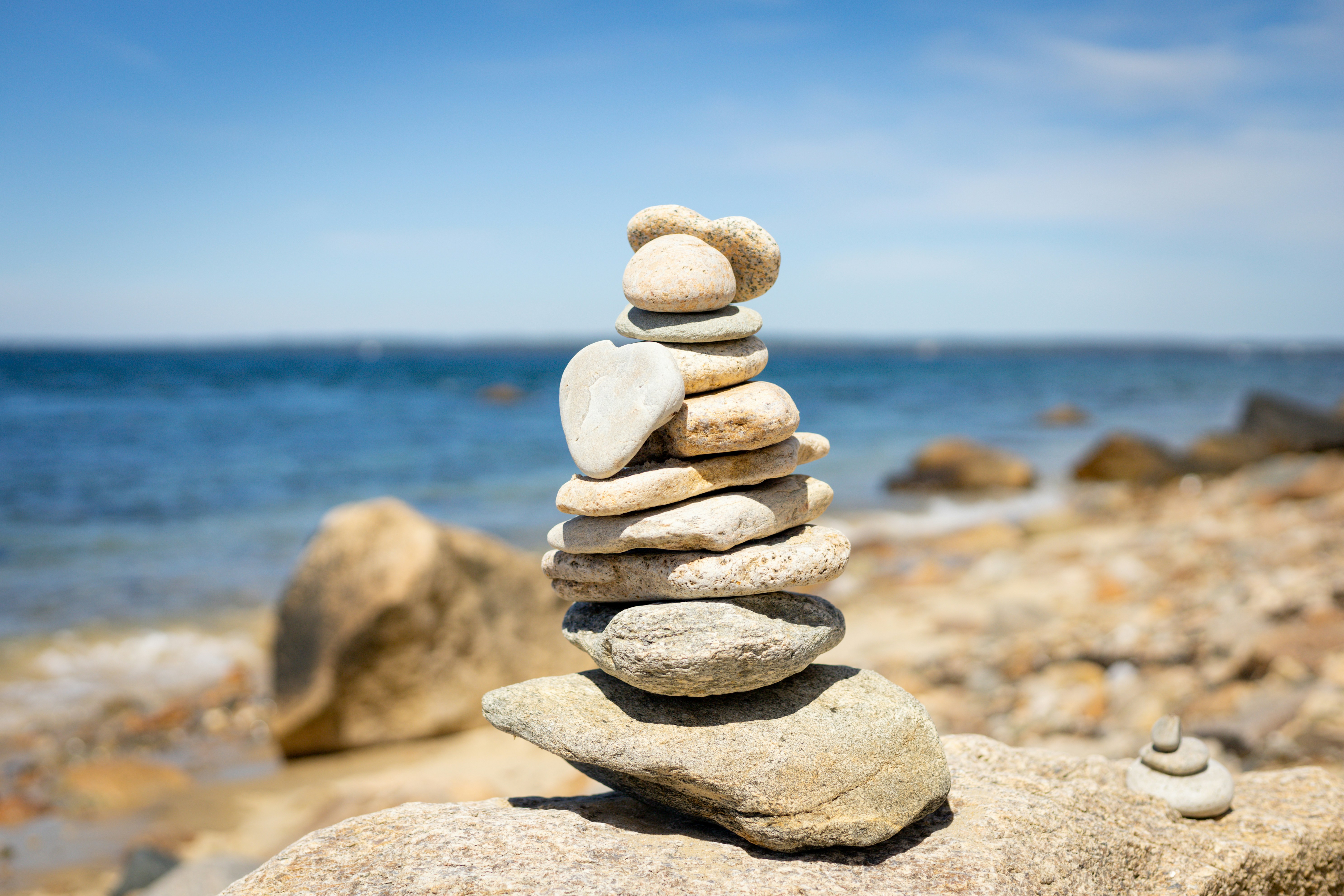 a stack of rocks on a beach