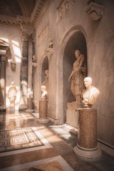 a group of statues in a room