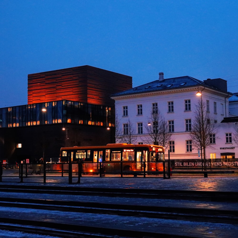 a train station at night