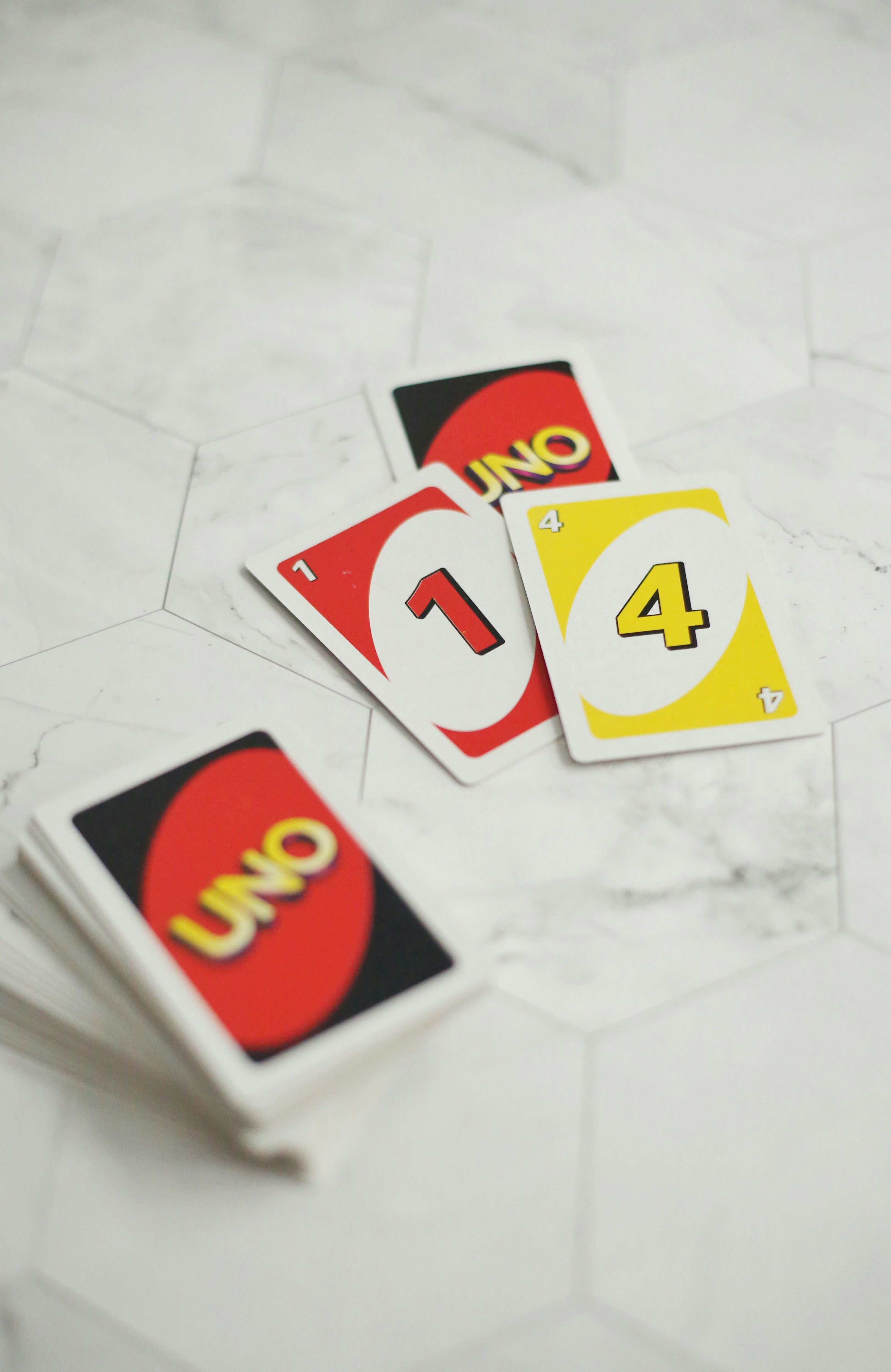 a group of cards on a white surface