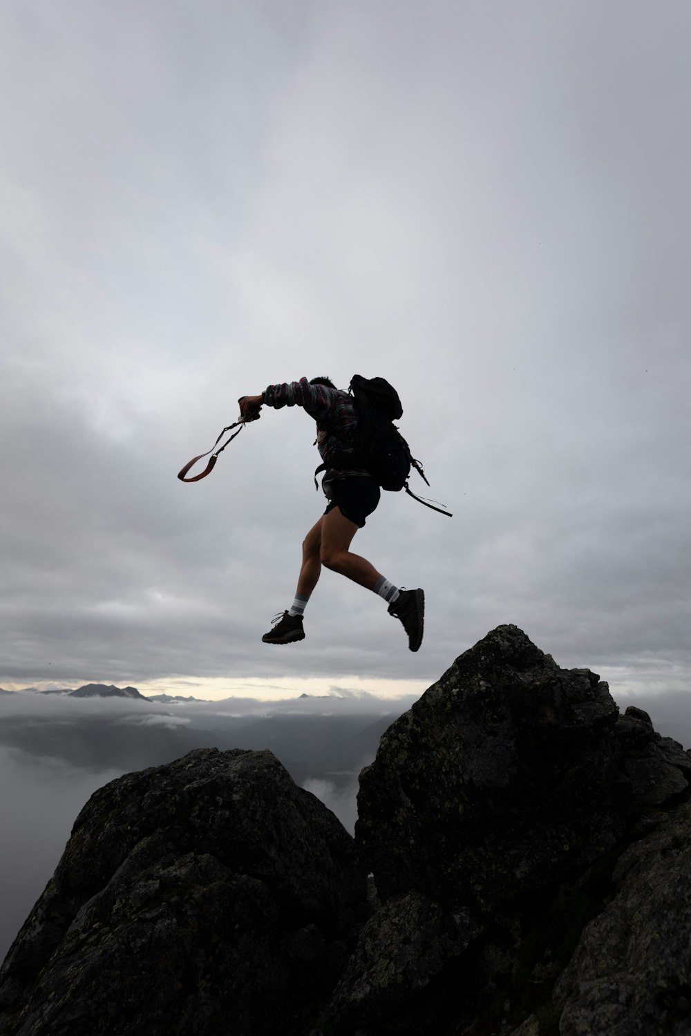 a man rock climbing