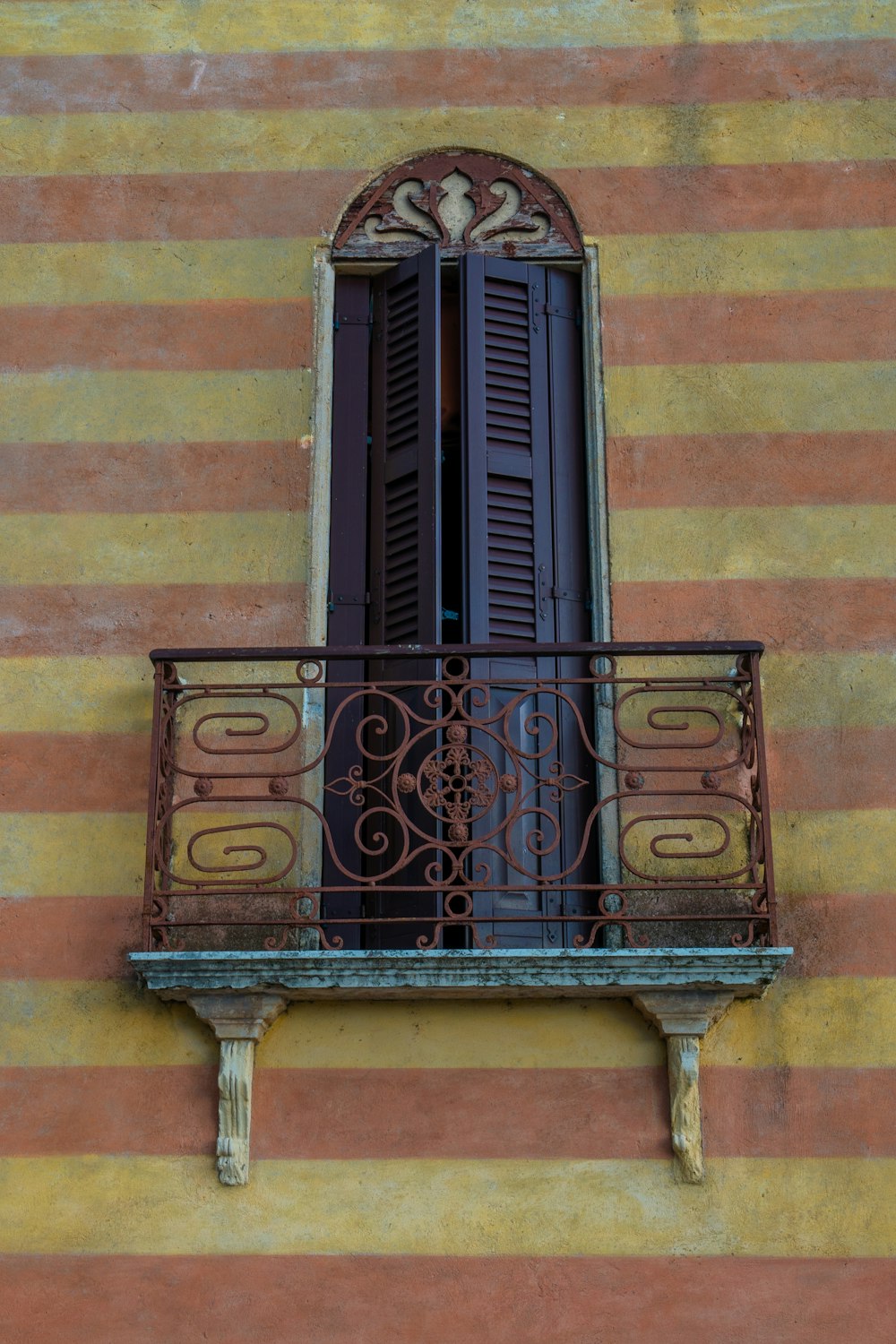 a wooden door with a window