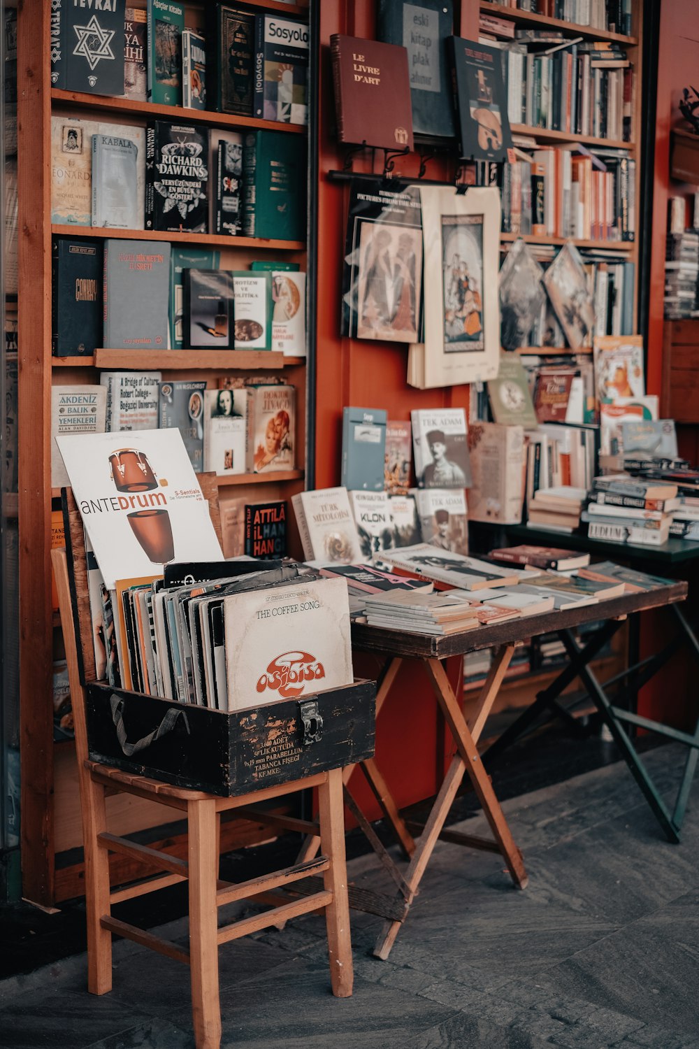 a table with books on it