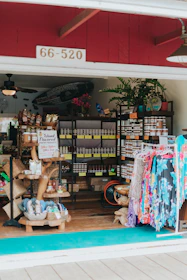 a store with a display of clothing
