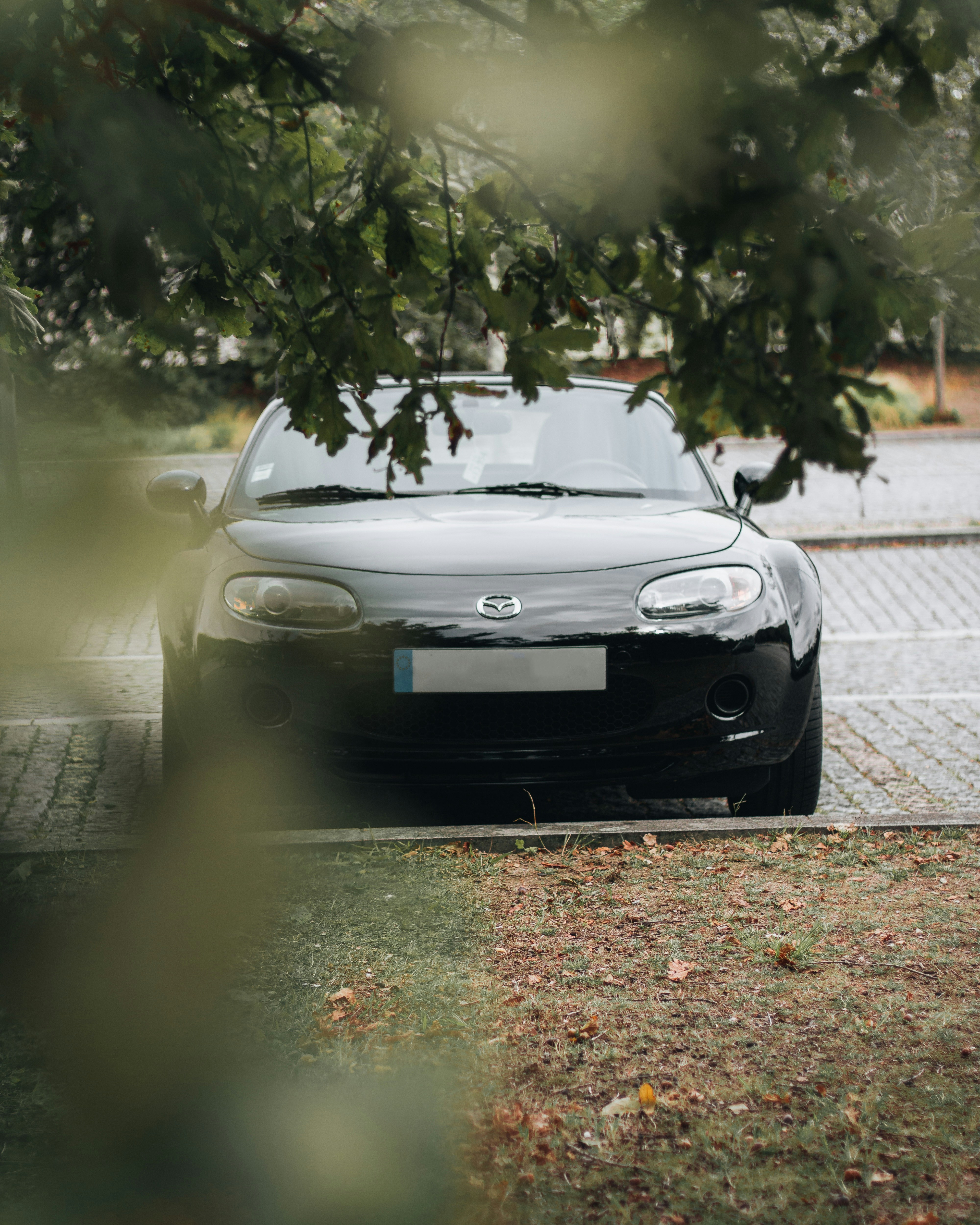 a white car on a road