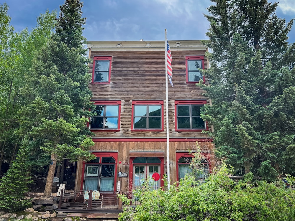 a house with a flag on the roof